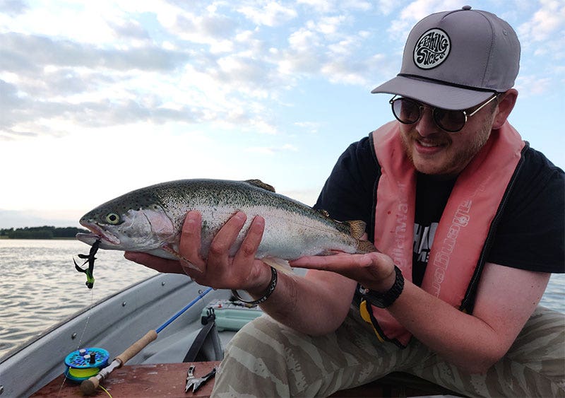 Booby-snake caught trout