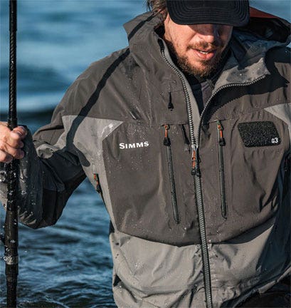 SIMMS G3 GUIDE WADING JACKET IN ACTION