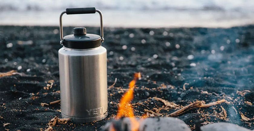 YETI RAMBLER STAINLESS STEEL JUG IN USE