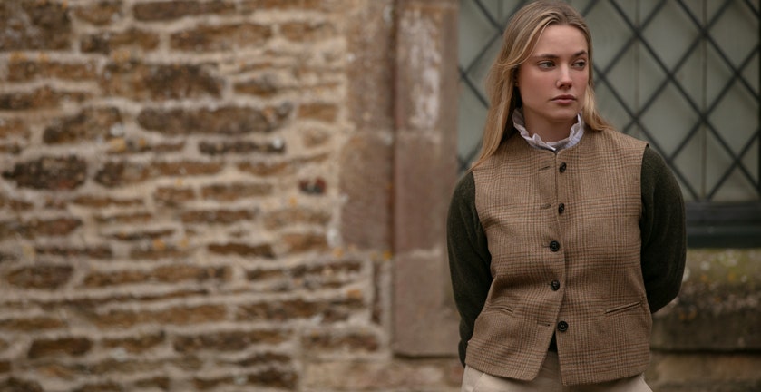FARLOWS LADIES TWEED JERKIN WAISTCOAT