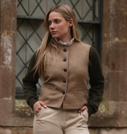 FARLOWS LADIES TWEED JERKIN WAISTCOAT