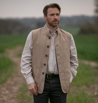 FARLOWS LINEN RUDHAM NEHRU VEST