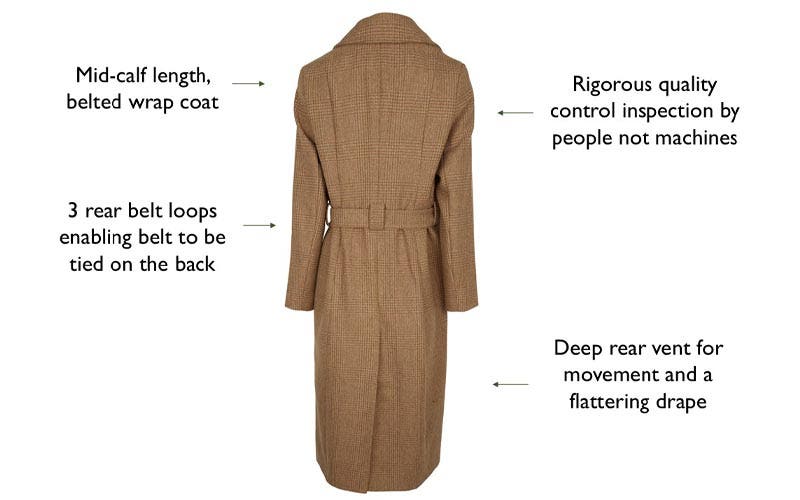 Key Rear Features of the Farlows Ladies Sloane Wrap Country Coat