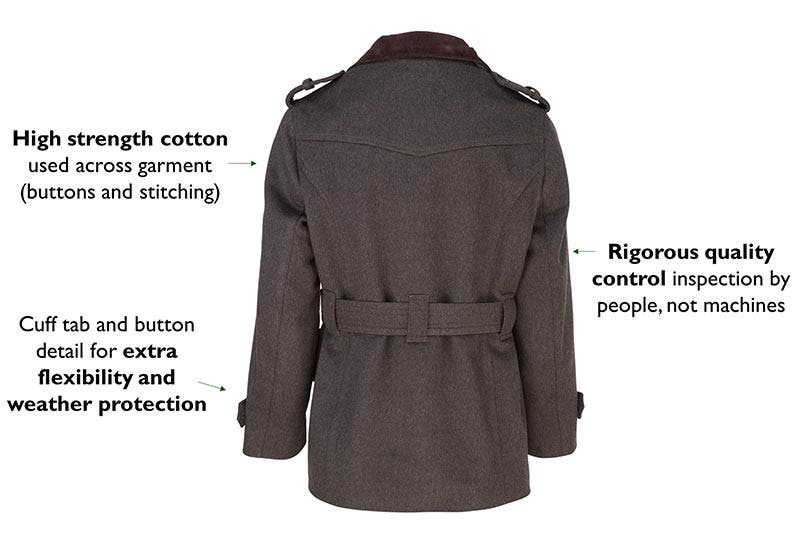 KEY FEATURES OF THE WOMANS BELGRAVE LODEN JACKET FRONT CLOSED