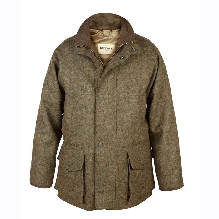 Farlows Litchfield Coat in Green Herringbone tweed