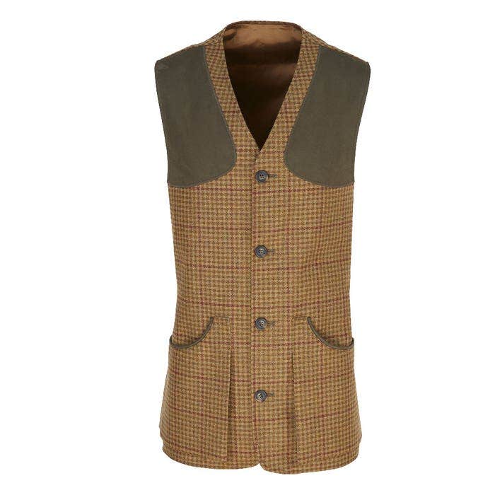 Farlows Moorland Shooting Vest in Burgundy Club Check Tweed