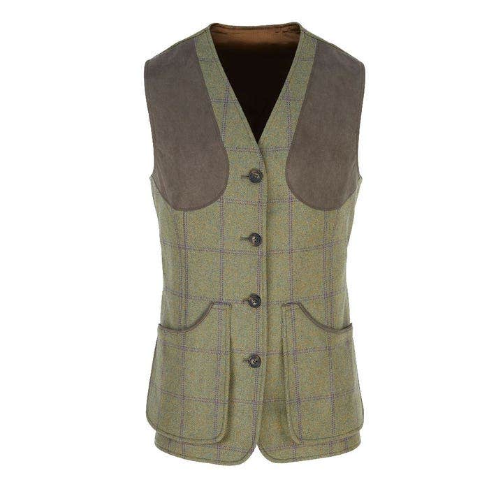 Farlows Dartmoor Shooting Vest in Heather Check Tweed