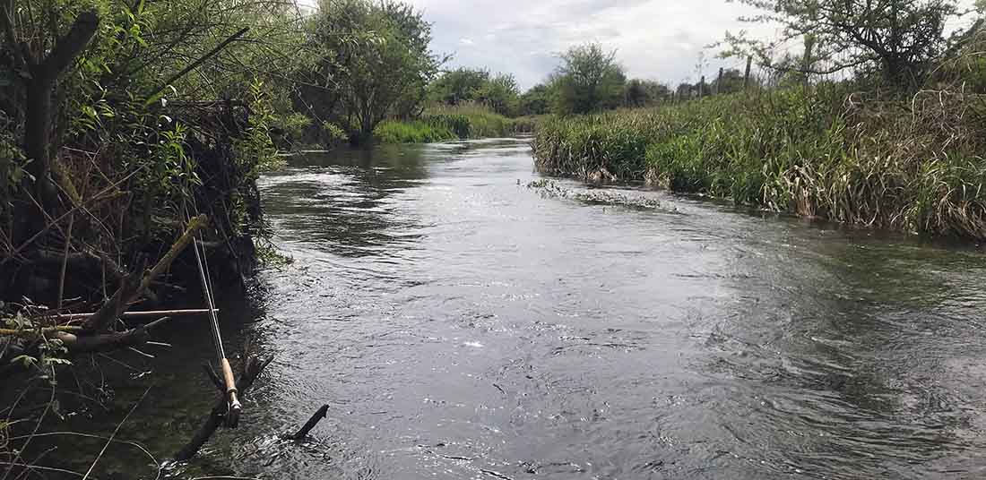 Simons regular lunch spot when fly fishing View of river